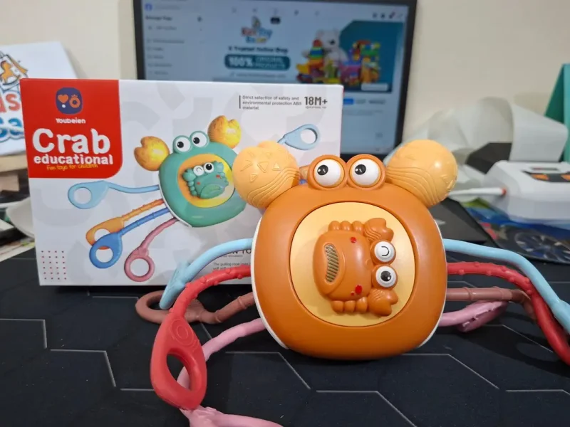 Pull String Crab Sensory Rattle Toy - Image 7