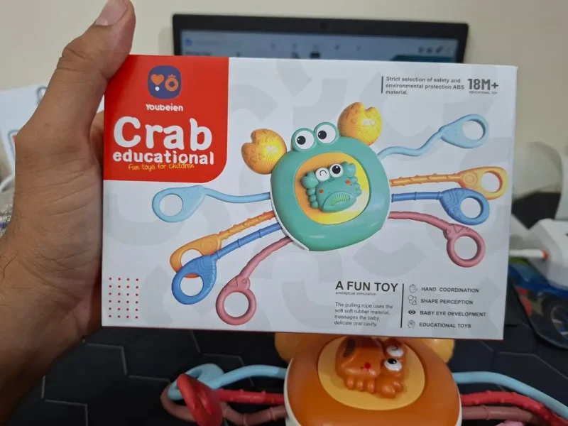 Pull String Crab Sensory Rattle Toy - Image 9