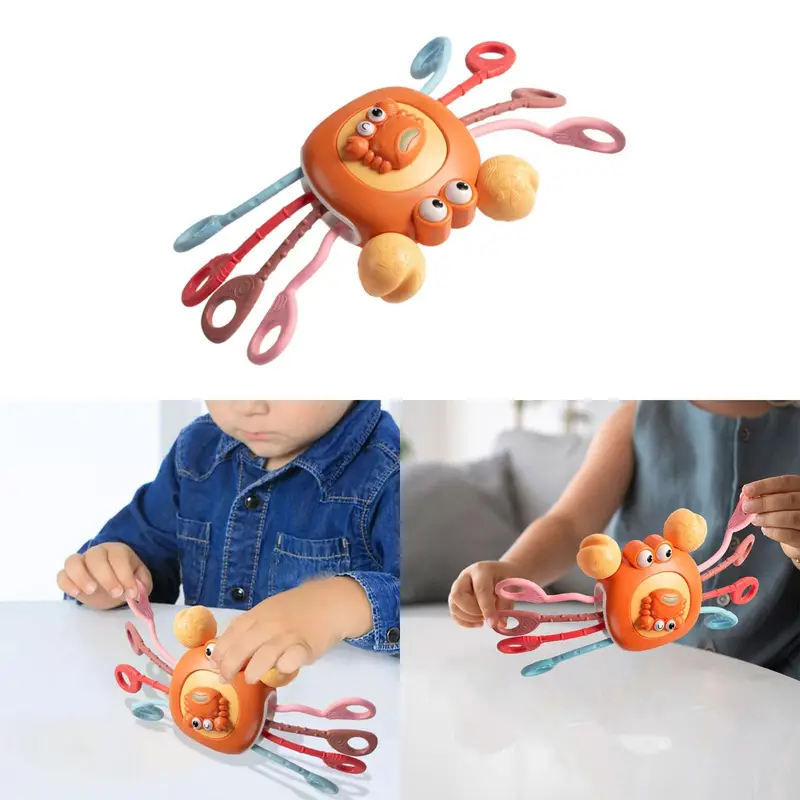 Pull String Crab Sensory Rattle Toy